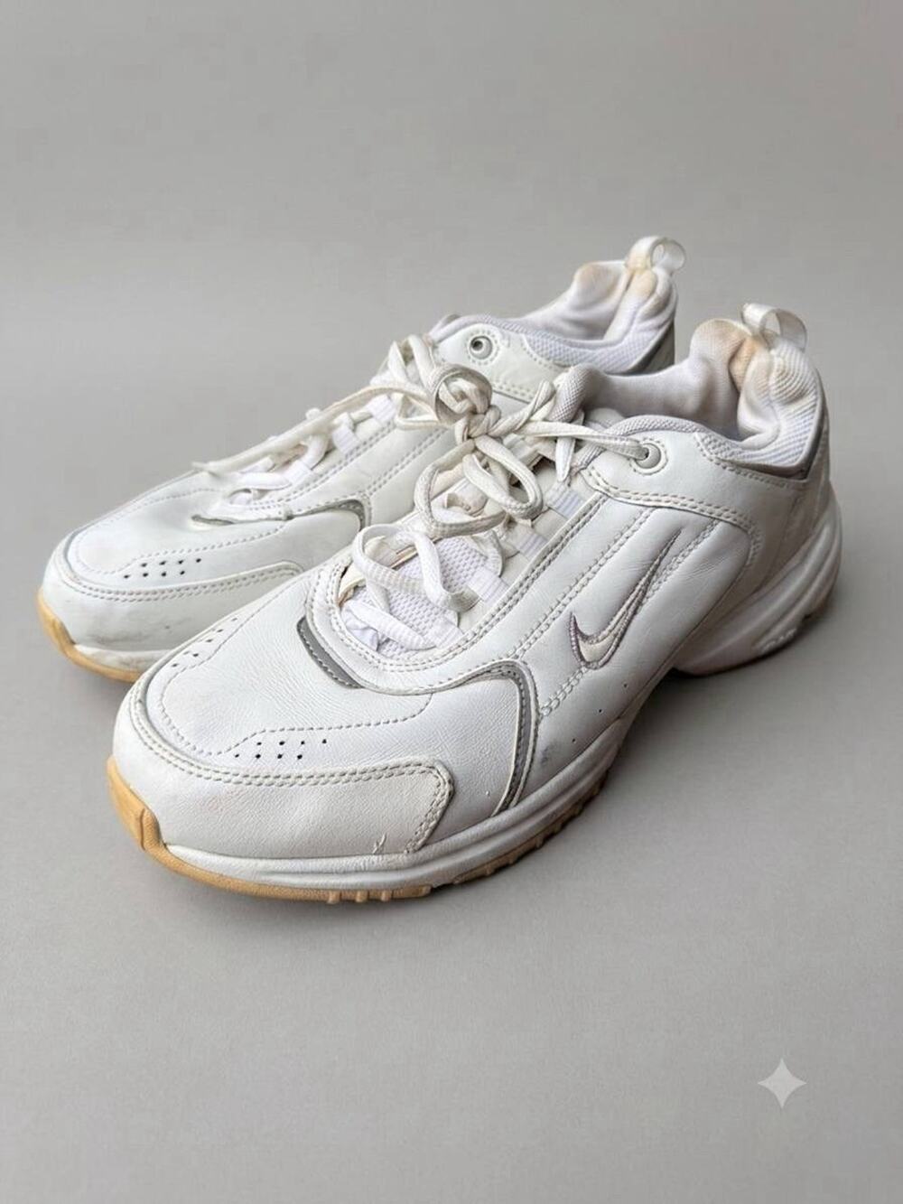 Vintage Nike Air Monarch I White Leather Athletic Sneakers